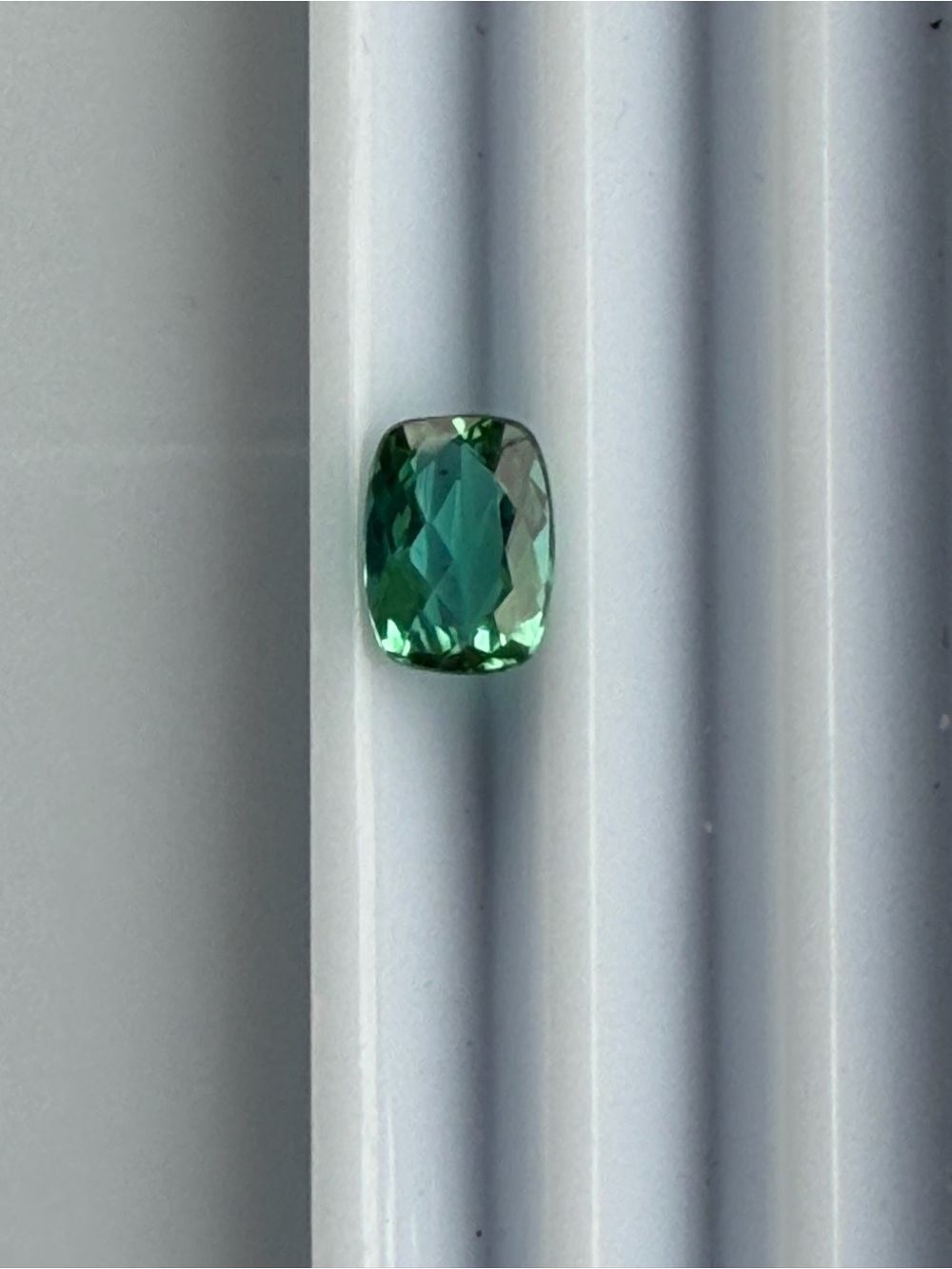 Cushion-Cut Green Tourmaline Gemstone - Faceted Bright Teal 1.21 carats